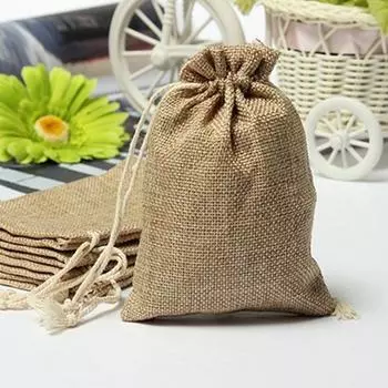 Jute Mini 5pcs Party Rustic Tie Sack Hessian Pouch Bag Burlap Wedding Favor жёлтый