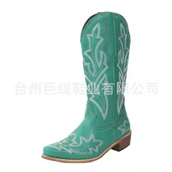 Juti spot 2025 autumn and winter foreign trade new women s shoes wish large size embroidered pointed women s leather boots knight boots 35