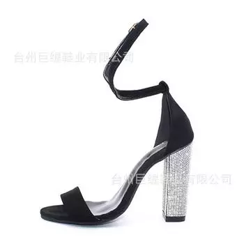 Juti spot fashion high-heeled sandals wish independent station foreign trade 35-43 large size European and American rhinestone women s shoes 34