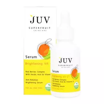 JUV Superfruit Skin Care Serum, осветляющая витамин C+, комплекс красных ягод с феруловой кислотой и витамином E, осветляющая сыворотка против загрязнения, 30 мл. 30 ml.