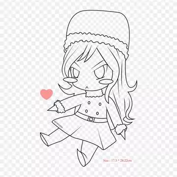 Juvia Chibi рисунок линии искусства Juvia Lockser гладить нашивки для одежды аппликации наклейки на одежду термочувствительные индивидуальные патчи