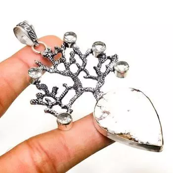 Ювелирная подвеска Дикая лошадь , белый топаз 925 пробы с посеребрением, 3,40 дюйма 3.40 красный