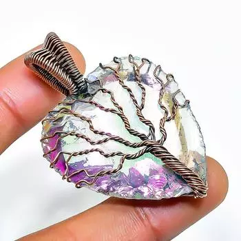 Ювелирная подвеска из медной проволоки с мистическим радужным топазом 1,97 дюйма 1.97 белый