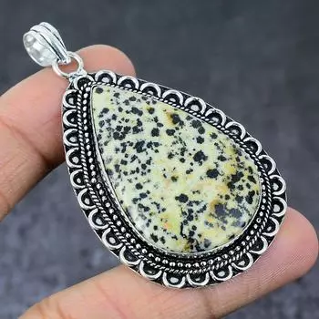 Ювелирная подвеска из натурального далматинового яшма ручной работы из стерлингового серебра 925 пробы 2,68 дюйма o4r66
