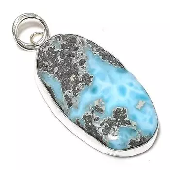 Ювелирная подвеска из серебра 925 пробы с драгоценным камнем «Ларимар» от Republic 2,40 дюйма Q2v16