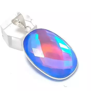 Ювелирная подвеска из серебра 925 пробы с натуральным мистическим фиолетовым топазом 1,97 дюйма n5C79