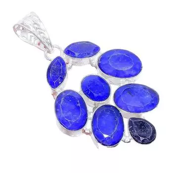 Ювелирная подвеска из серебра 925 пробы с синим сапфиром 2,3 дюйма AH-3414 2.17 синий