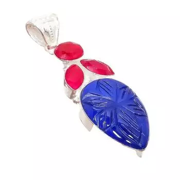 Ювелирная подвеска из серебра 925 пробы с бирманским сапфиром и рубином 2,36 дюйма AH-5240 2.17 красный