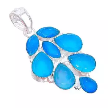 Ювелирная подвеска из серебра 925 пробы с синим сапфиром 2,3 дюйма AH-3400 2.17 синий