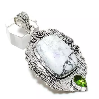 Ювелирная подвеска из серебра 925 пробы с яшмой Хаулит, драгоценным камнем перидот 2,56 дюйма A6m56