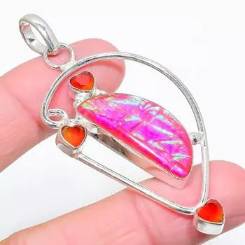 Ювелирная подвеска из серебра 925 пробы с розовым триплетным опалом и гранатом 2,84 дюйма o3w98 розовый