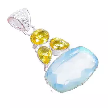 Ювелирная подвеска из серебра 925 пробы с топазом цвета морской волны и цитрином 2,0 дюйма AH-3258 2.17 белый