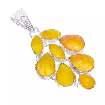 Ювелирная подвеска из серебра 925 пробы с желтым сапфиром 2,3 дюйма AH-3397 2.17 жёлтый