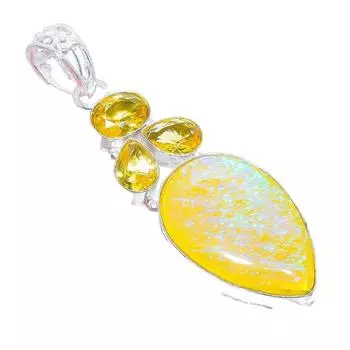 Ювелирная подвеска из серебра 925 пробы с желтым сапфиром и цитрином 2,6 дюйма AH-3323 2.17 жёлтый