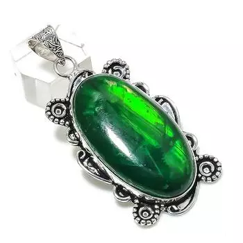Ювелирная подвеска из серебра 925 пробы с зеленым лабрадоритом 2,52 дюйма p7D14