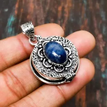 Ювелирная подвеска из серебра 925 пробы с содалитом, драгоценным камнем ручной работы для женщин 2.08 Inches синий