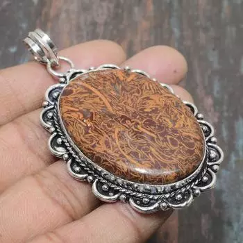 Ювелирная подвеска из стерлингового серебра 925 пробы Мариам Джаспер с драгоценным камнем ручной работы на День Благодарения 2.56 Inches красный