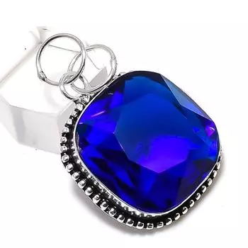 Ювелирная подвеска из стерлингового серебра 925 пробы с натуральным лондонским голубым топазом 1,65 дюйма a1P26