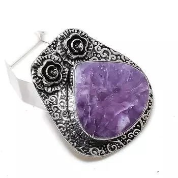 Ювелирная подвеска из стерлингового серебра 925 пробы с натуральным драгоценным камнем лепидолитом 1,58 дюйма a7n71