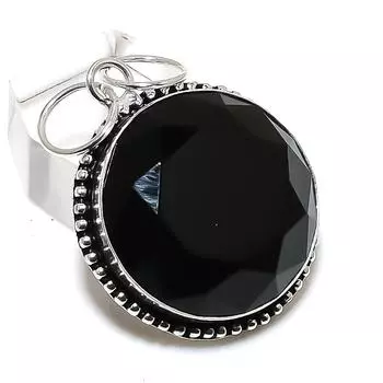 Ювелирная подвеска из стерлингового серебра 925 пробы с натуральной черной шпинелью 1,77 дюйма b3R82