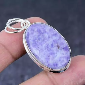 Ювелирная подвеска из стерлингового серебра 925 пробы с натуральным камнем лепидолит ручной работы 1,97 дюйма g0H20