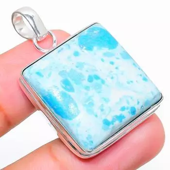 Ювелирная подвеска из стерлингового серебра 925 пробы с драгоценным камнем Ларимар 1,50 дюйма U7J21 синий