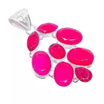 Ювелирная подвеска из стерлингового серебра 925 пробы с ограненным рубином 2,2 дюйма AH-3413 2.17 красный