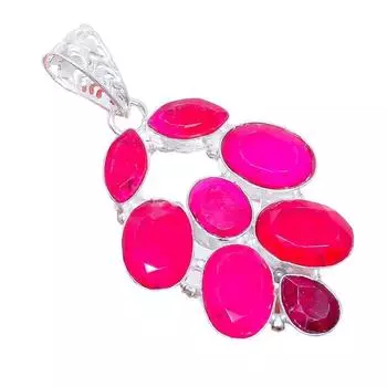 Ювелирная подвеска из стерлингового серебра 925 пробы с ограненным рубином 2,3 дюйма AH-3399 2.17 красный