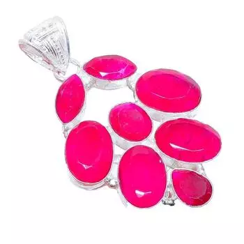 Ювелирная подвеска из стерлингового серебра 925 пробы с ограненным рубином 2,2 дюйма AH-3411 2.17 красный