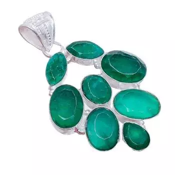 Ювелирная подвеска из стерлингового серебра 925 пробы с изумрудом Sakota Mines 2,2 дюйма AH-3409 2.17 зелёный