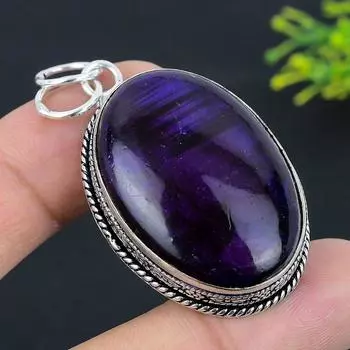 Ювелирная подвеска из стерлингового серебра 925 пробы с фиолетовым лабрадоритом 2,21 дюйма H5s05