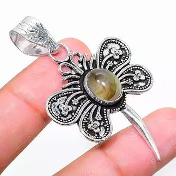 Ювелирная подвеска из стерлингового серебра 925 пробы с лабрадоритом 2,21 дюйма I5u41 чёрный