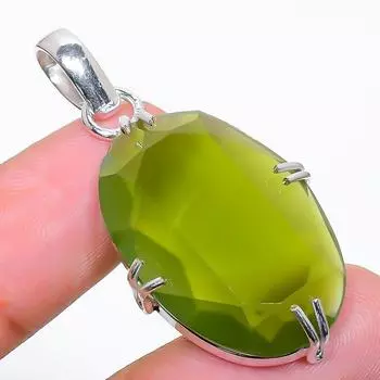 Ювелирная подвеска из стерлингового серебра 925 пробы с драгоценным камнем Перидот ручной работы 1,81 дюйма n9z54 зелёный