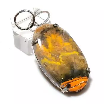 Ювелирная подвеска из стерлингового серебра 925 пробы с драгоценным камнем яшмой шмеля 2,05 дюйма Z4y48