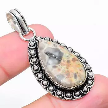 Ювелирная подвеска из стерлингового серебра 925 пробы с сумасшедшим кружевным агатом 1,93 дюйма E6g15 белый