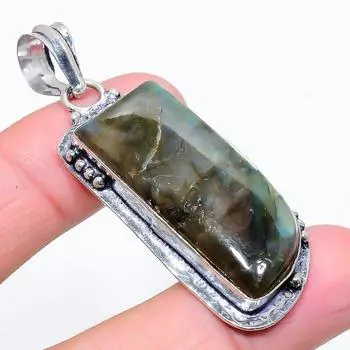 Ювелирная подвеска из стерлингового серебра 925 пробы с лабрадоритом 2,48 дюйма r3z62 чёрный