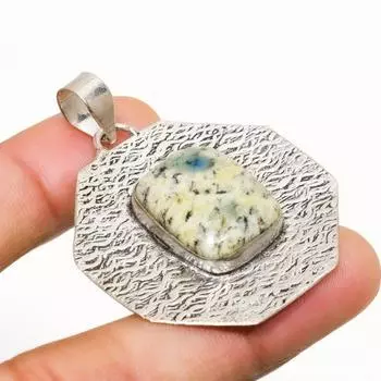 Ювелирная подвеска K2 с синим азуритом ручной работы, посеребренная 925 проба, 1,89 дюйма 1.89 белый