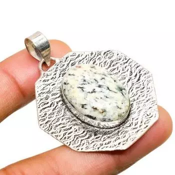 Ювелирная подвеска K2 с синим азуритом ручной работы, посеребренная 925 проба, 1,89 дюйма 1.89 белый