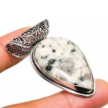 Ювелирная подвеска K2 с синим азуритом ручной работы, посеребренная 925 проба, 1,89 дюйма 1.89 белый