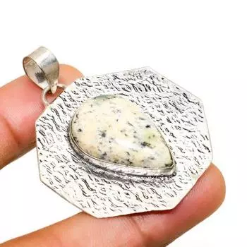 Ювелирная подвеска K2 с синим азуритом ручной работы, посеребренная 925 проба, 1,89 дюйма 1.89 белый