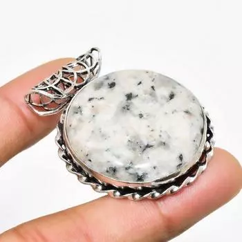 Ювелирная подвеска K2 с синим азуритом ручной работы, посеребренная 925 проба, 1,59 дюйма 1.59 белый