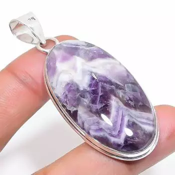 Ювелирная подвеска ручной работы из стерлингового серебра 925 пробы с аметистом в виде шеврона 2,44 дюйма W5S37