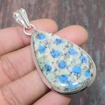 Ювелирная подвеска ручной работы из стерлингового серебра 925 пробы K2 с азуритом для нее 2.56 Inches синий