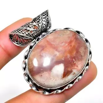 Ювелирная подвеска ручной работы с драгоценным камнем 925 пробы Бабочка и яшмой, посеребренная, 1,51 дюйма 1.51 коричневый