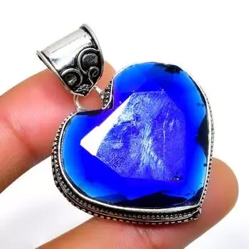 Ювелирная подвеска ручной работы с драгоценным камнем Londonblue Topaz 925, посеребренная, 1,70 дюйма 1.70 синий