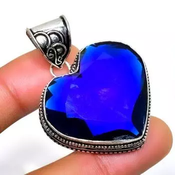 Ювелирная подвеска ручной работы с драгоценным камнем Londonblue Topaz 925, посеребренная, 1,70 дюйма 1.70 синий