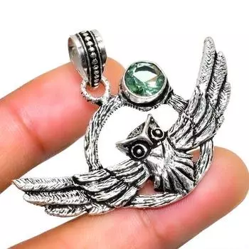 Ювелирная подвеска ручной работы с драгоценным камнем Цаворит 925 пробы, посеребренная, 1,51 дюйма 1.51 зелёный