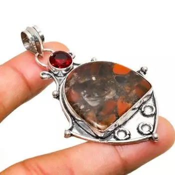 Ювелирная подвеска с покрытием из красной змеиной кожи и драгоценного камня 925 пробы, 2,46 дюйма 2.46 красный