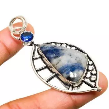 Ювелирная подвеска с покрытием из серебра 925 пробы и содалита, голубой топаз, 2,65 дюйма 2.65 синий