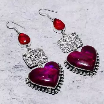 Ювелирная серьга из стерлингового серебра 925 пробы с фиолетовым лабрадоритом и гранатом 3,47 дюйма u3O89